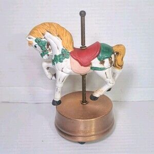 Vtg 1989 House of Lloyd Christmas Carosel Wind Up Musical Toy Figurine Horse